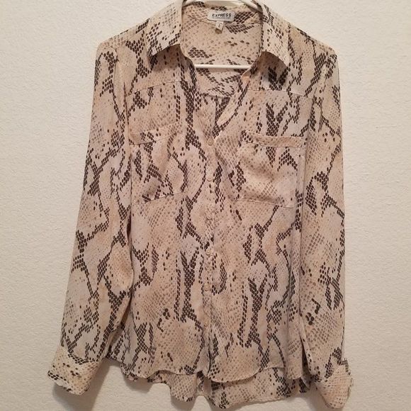 Express Women's Snakeskin Portofino Shirt size Medium - Picture 7 of 7